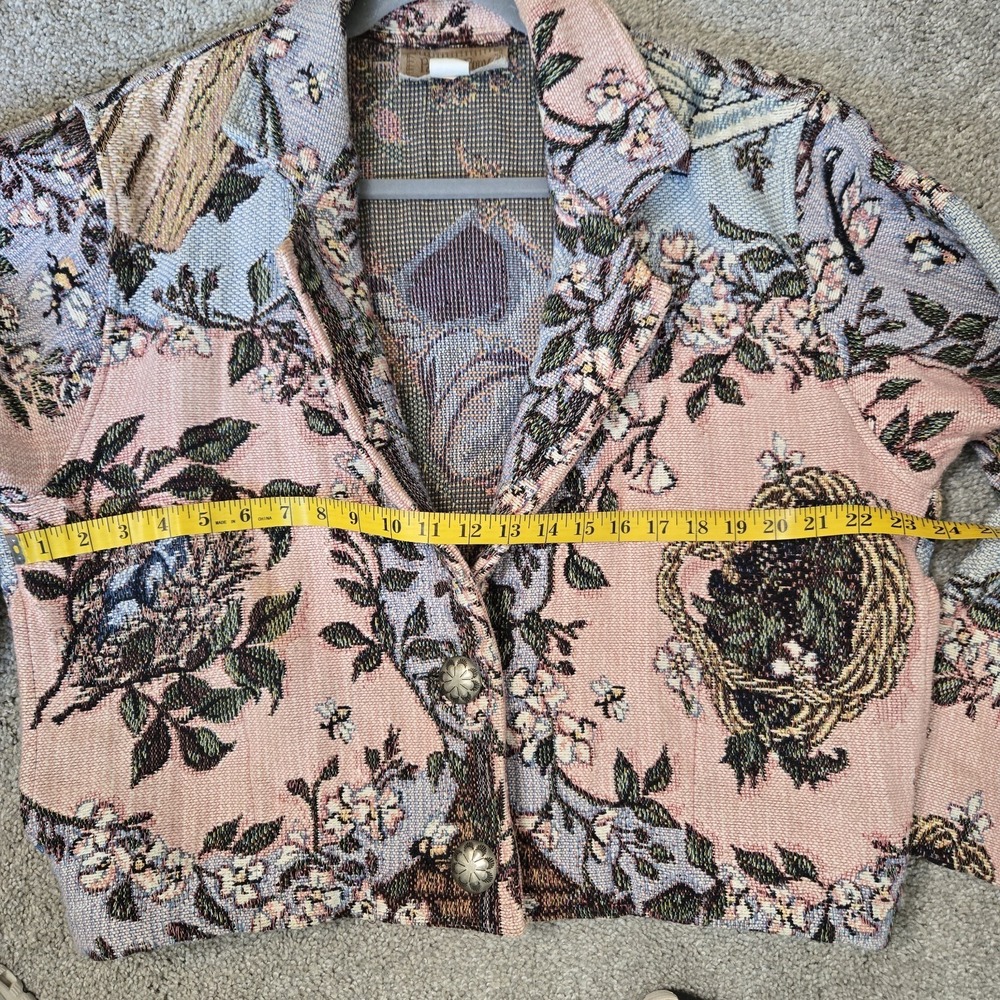 VTG Painted Pony Spring Floral Easter Nest Bumblebee Blazer Tapestry Jacket M - Picture 12 of 14